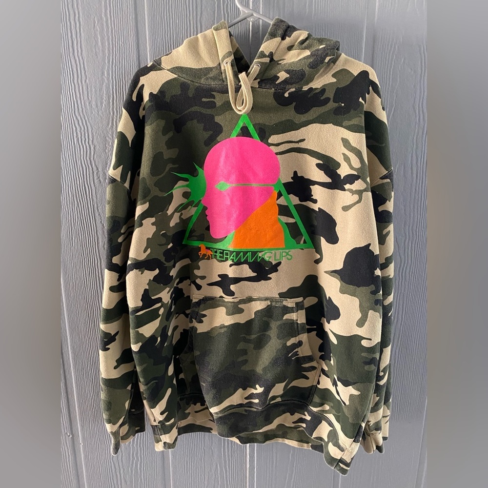 **Rare**  Vintage The Flaming Lips Camo Heavyweight Sweatshirt  Hoodie​
